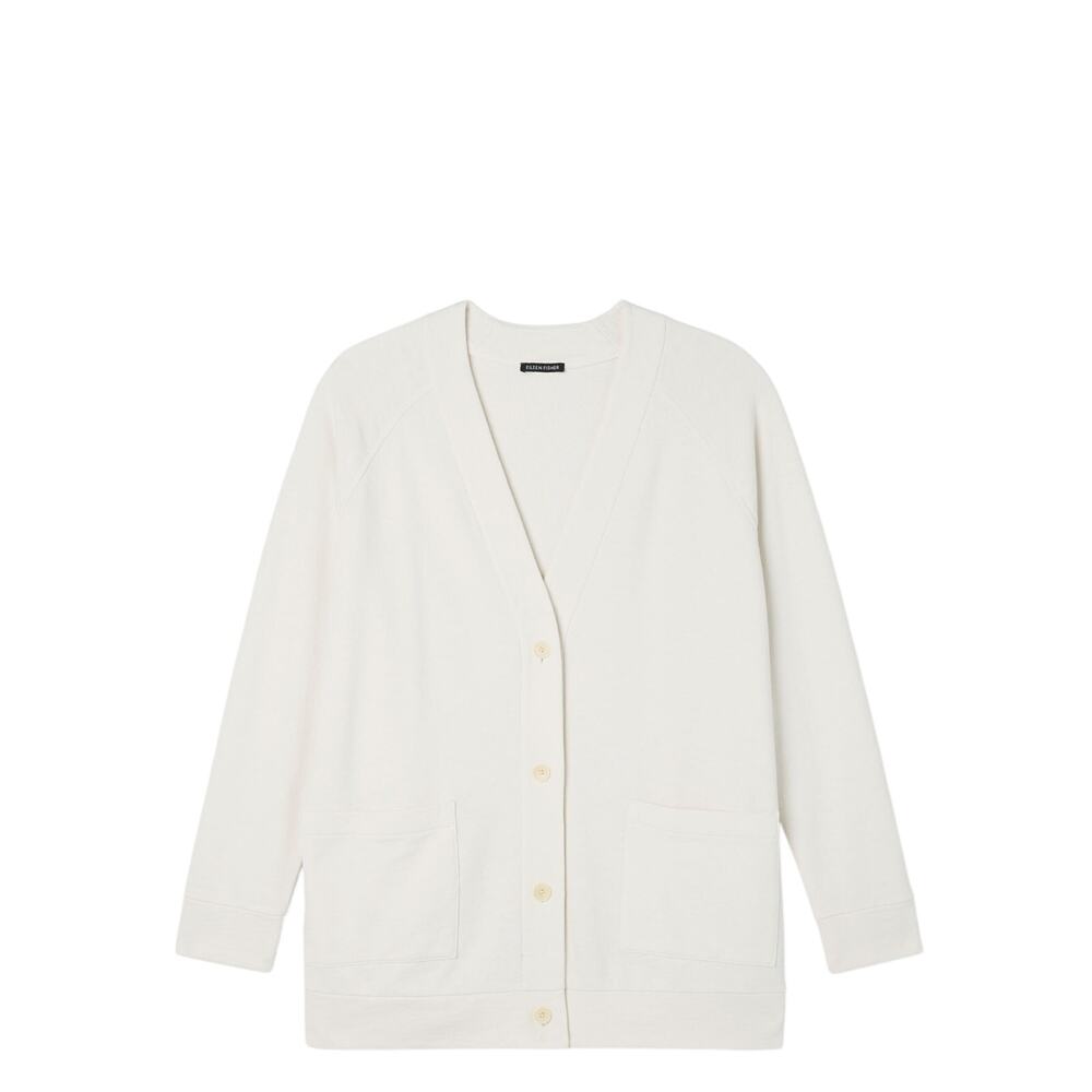 Eileen Fisher Terry Long Cardigan NWOT XL Bone Organic Cotton Quiet Luxury lagen